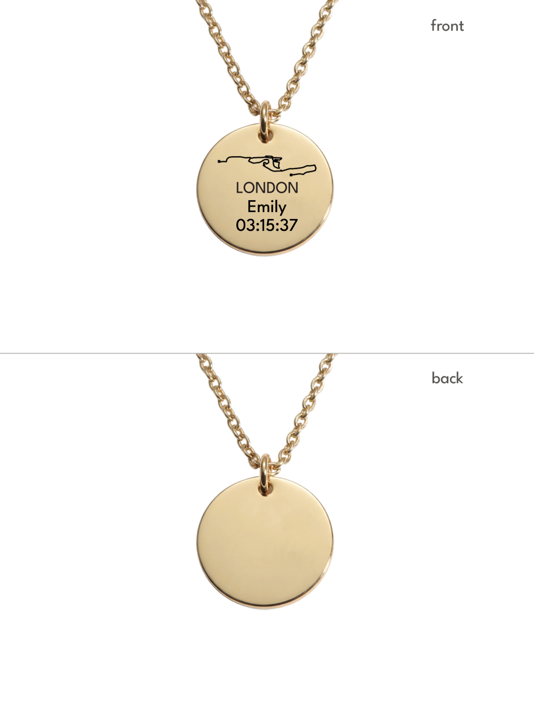 Engraved Marathon Race Map Necklace