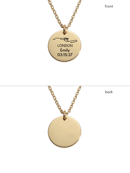 Engraved Marathon Race Map Necklace