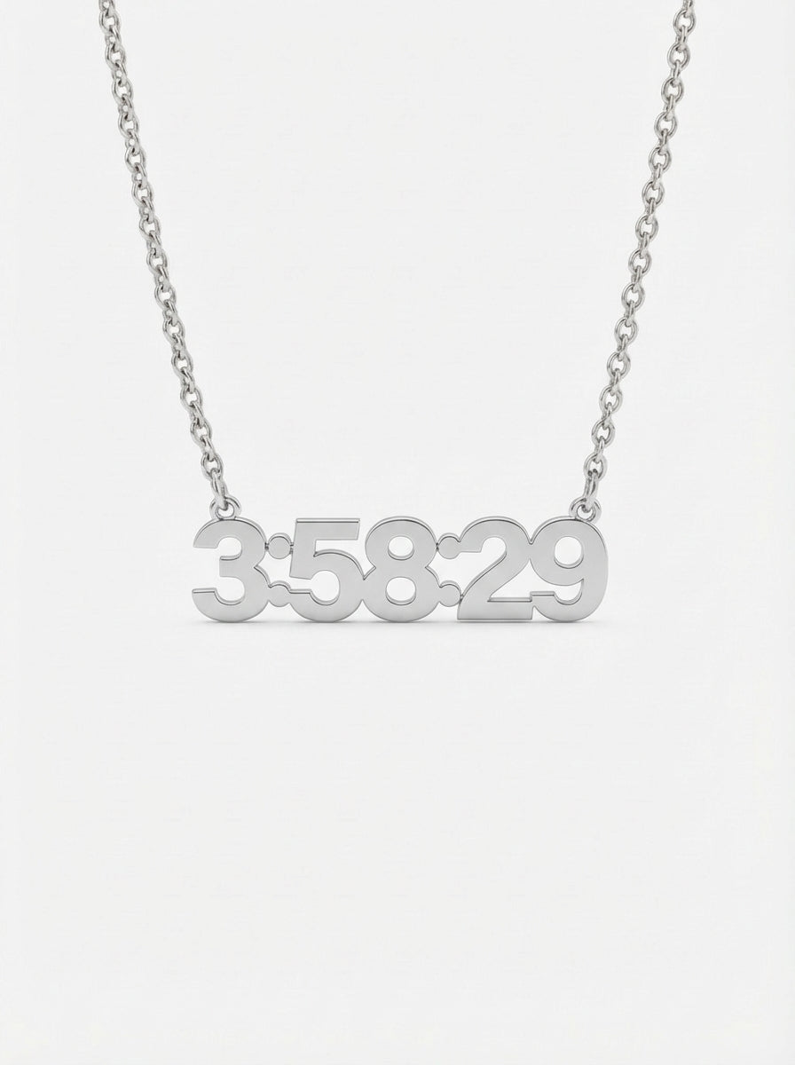 Race DNA - Personalised Race Time Necklace in silver