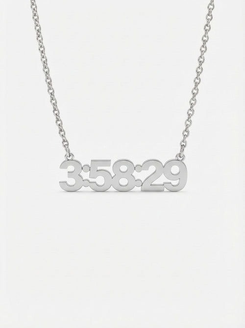 Race DNA - Personalised Race Time Necklace in silver