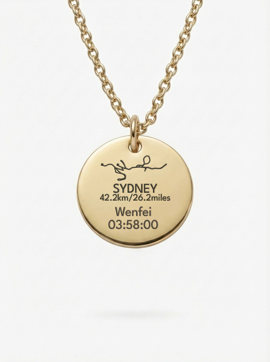 Engraved Marathon Race Map Necklace